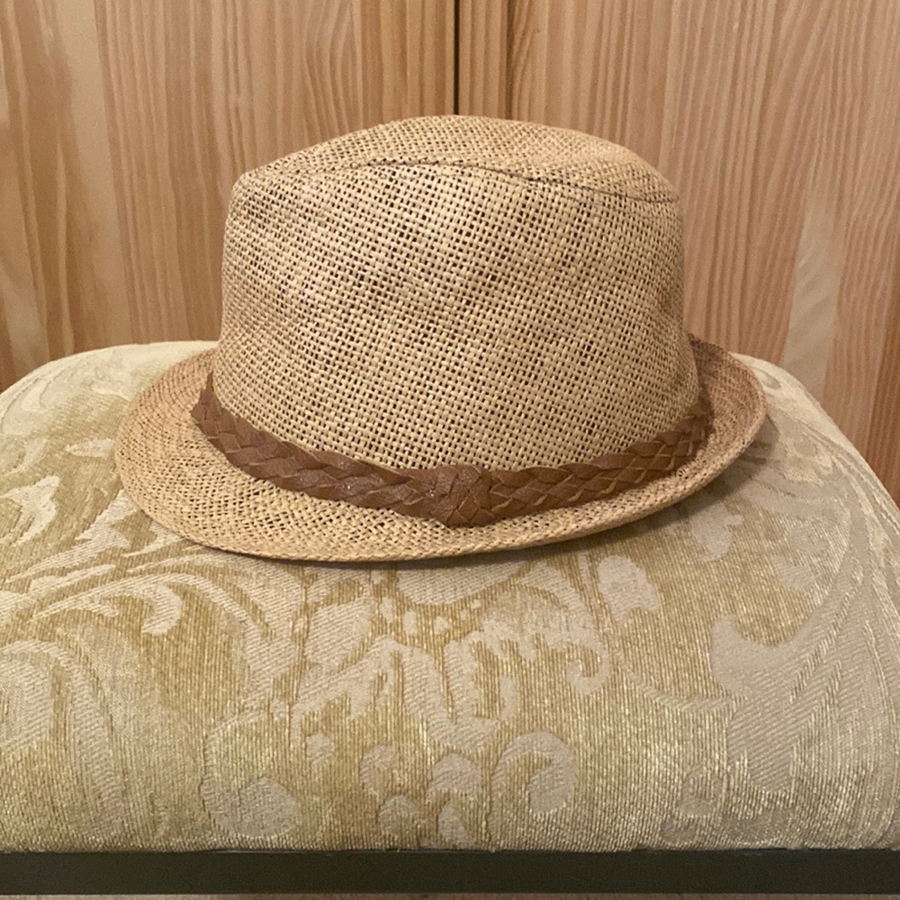 Straw and Braided Leather Fedora Hat